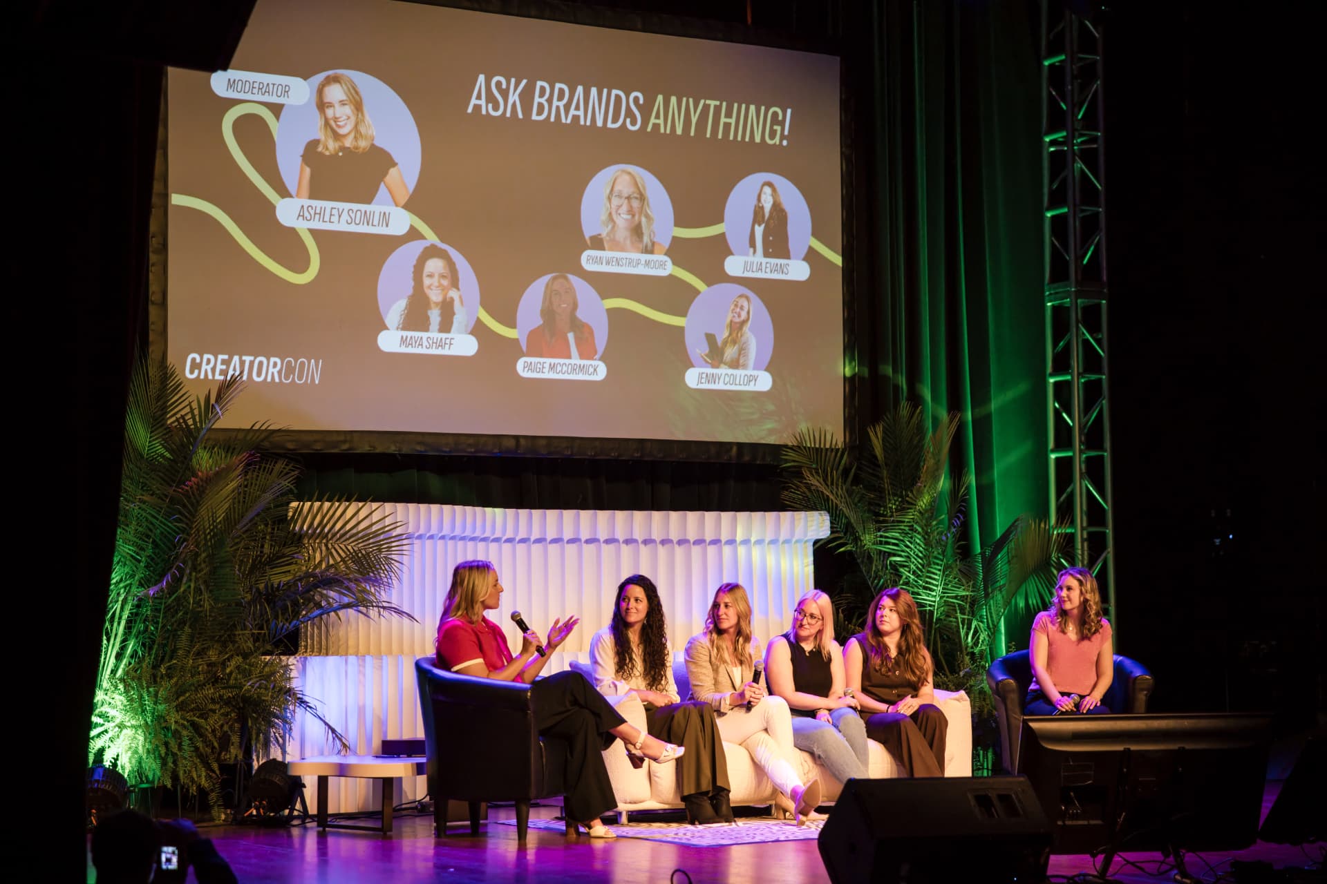 Ashley Sonlin moderating the Ask Brands Anything panel at CreatorCon 2026